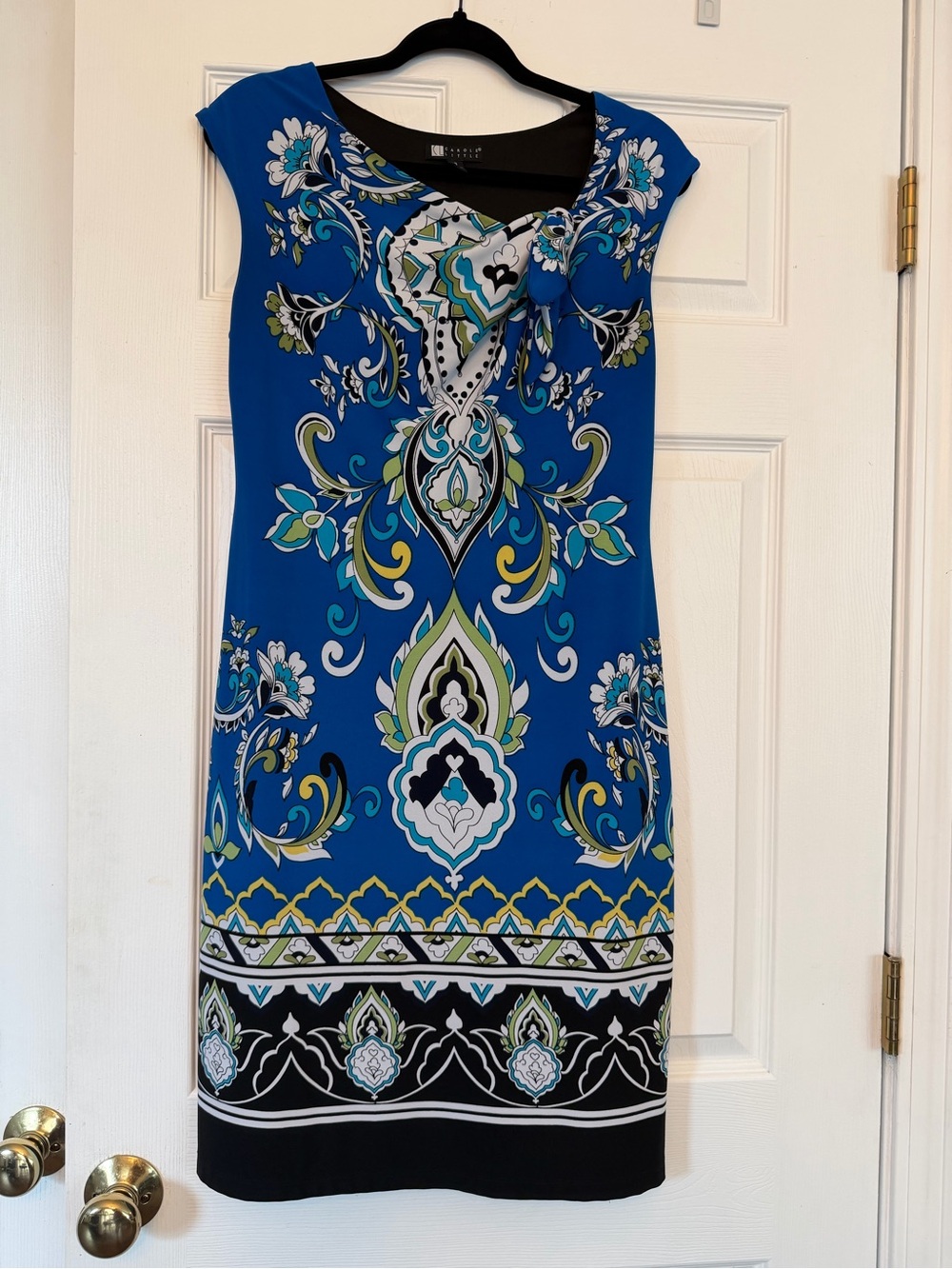Carole Little Royal Blue Multicolor Printed Midi Dress